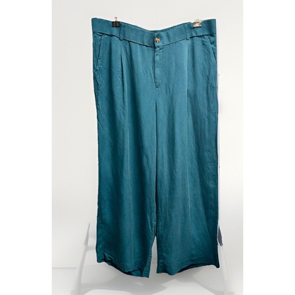 Torrid Studio Linen Blazer and Linen High Rise Pant Suit Set Blue Teal Sz 5X-20R - Picture 15 of 16
